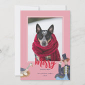 12 Dagen van Kerstmis roze Foto Feestdagenkaart (Voorkant)