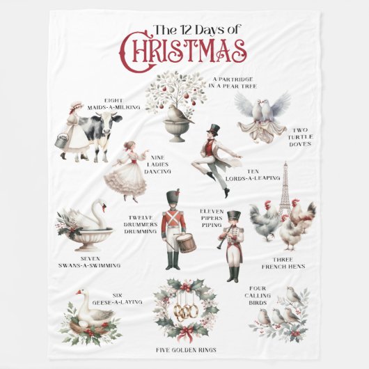 12 Dagen van Kerstmis Thema Winter Deken (Voorkant)