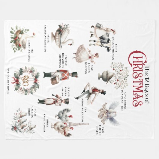 12 Dagen van Kerstmis Thema Winter Deken (Voorkant (Horizontaal))