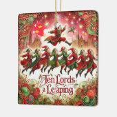 12 Dagen van Kerstmis Tien Heren een Leaping Keramisch Ornament (Links)