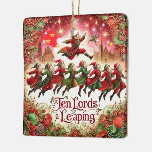 12 Dagen van Kerstmis Tien Heren een Leaping Keramisch Ornament (Links)