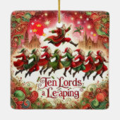 12 Dagen van Kerstmis Tien Heren een Leaping Keramisch Ornament (Achterkant)