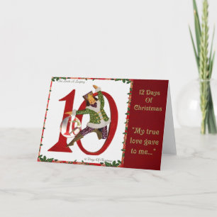 12 dagen van Kerstmis Tien Lords het Springen Feestdagen Kaart