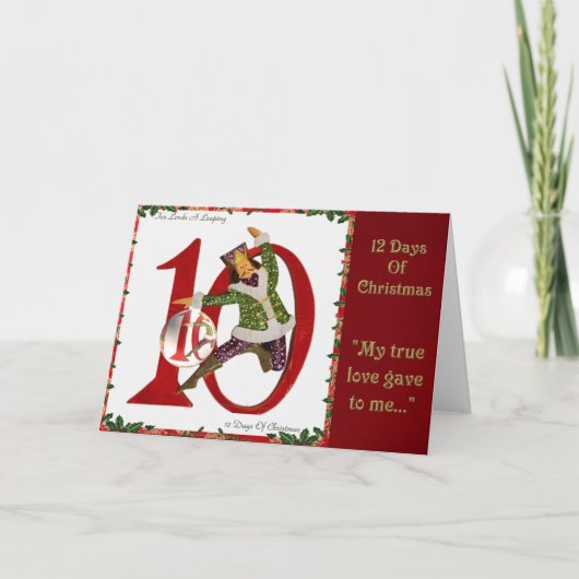 12 dagen van Kerstmis Tien Lords het Springen Feestdagen Kaart (Voorkant)