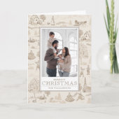 12 dagen van Kerstmis Toile Gevouwen Vakantiefoto Kaart (Voorkant)