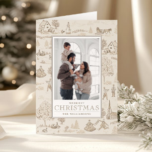 12 dagen van Kerstmis Toile Gevouwen Vakantiefoto Kaart