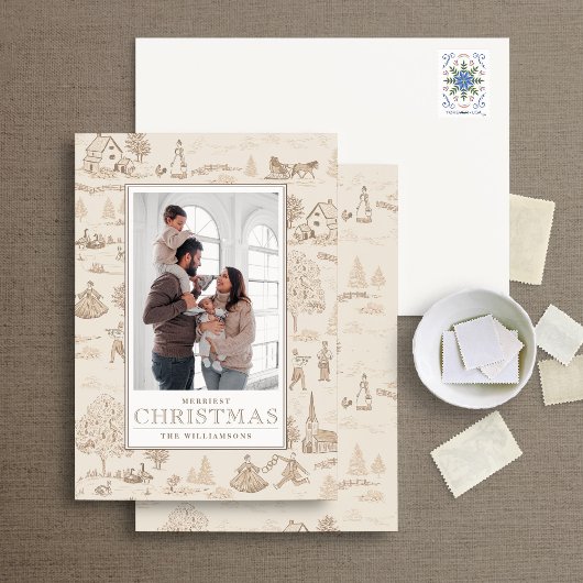 12 dagen van Kerstmis Toile Holiday Photo Card Kaart