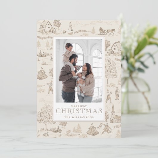 12 dagen van Kerstmis Toile Holiday Photo Card Kaart (Staand voorkant)