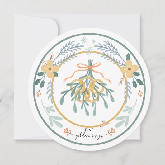 12 Dagen van Kerstmis Vijf Feestdagenkaart (Voorkant)