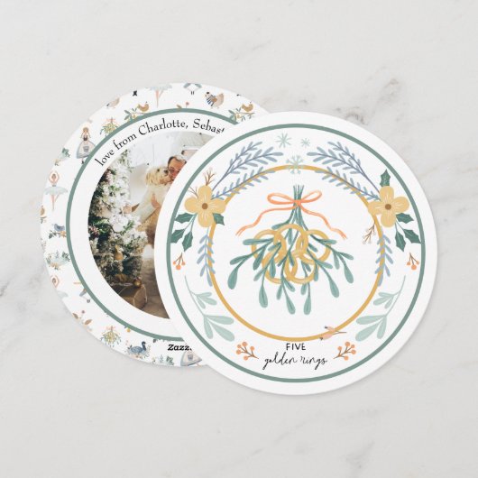 12 Dagen van Kerstmis Vijf Feestdagenkaart (Voorkant / Achterkant)