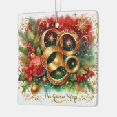 12 dagen van Kerstmis Vijf gouden ringen Keramisch Ornament (Links)