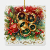 12 dagen van Kerstmis Vijf gouden ringen Keramisch Ornament (Achterkant)