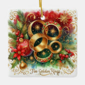 12 dagen van Kerstmis Vijf gouden ringen Keramisch Ornament (Voorkant)
