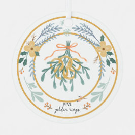 12 dagen van Kerstmis Vijf gouden ringen Metalen Ornament