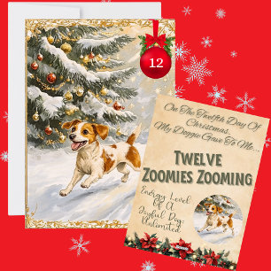 12 dagen van Kerstmis voor honden Dag 12 Feestdagenkaart