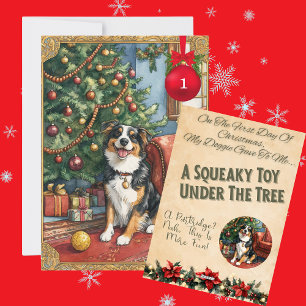 12 dagen van Kerstmis voor honden Dag 1 Feestdagenkaart