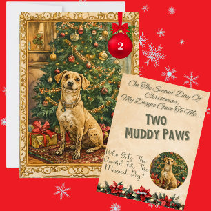 12 dagen van Kerstmis voor honden Dag 2 Feestdagenkaart