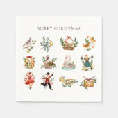 12 Dagen van Kerstmis Vrolijk Kerstfeest Servet (Voorkant)