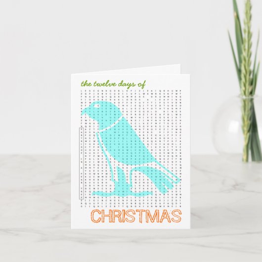 12 dagen van Kerstmis Woord Zoeken Kaart 3 (Voorkant)