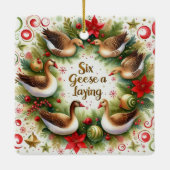 12 Dagen van Kerstmis Zes Ganzen Een Liggend Keramisch Ornament (Achterkant)