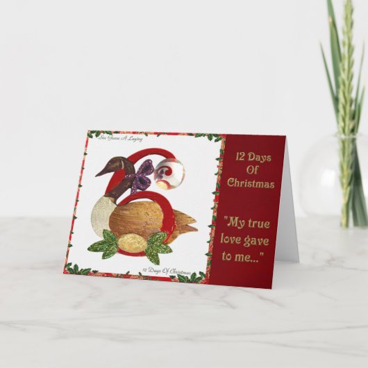 12 dagen van Kerstmis Zes Ganzen het Leggen Feestdagen Kaart (Voorkant)