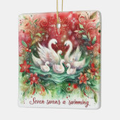 12 Dagen van Kerstmis Zeven Zwanen Een Zwemmen Keramisch Ornament (Links)