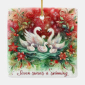 12 Dagen van Kerstmis Zeven Zwanen Een Zwemmen Keramisch Ornament (Achterkant)