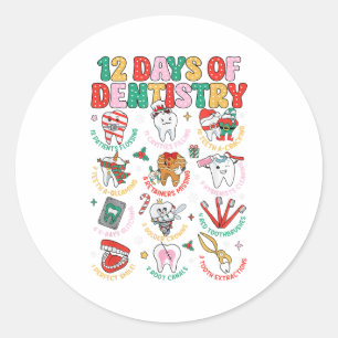 12 dagen van tandheelkunde kerst tandheelkundige p ronde sticker
