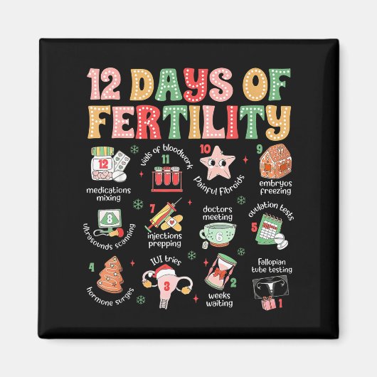 12 dagen van vruchtbaarheid Ivf verpleegster Kerst Magneet (Voorkant)