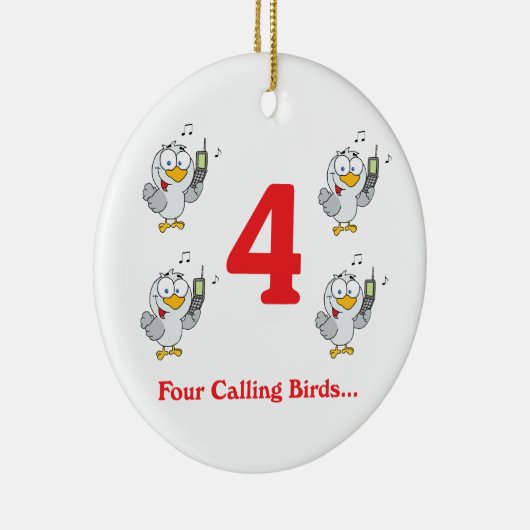12 dagen vier met de vogels keramisch ornament (Rechts)
