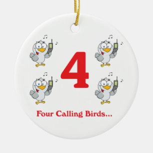12 dagen vier roepende vogels keramisch ornament