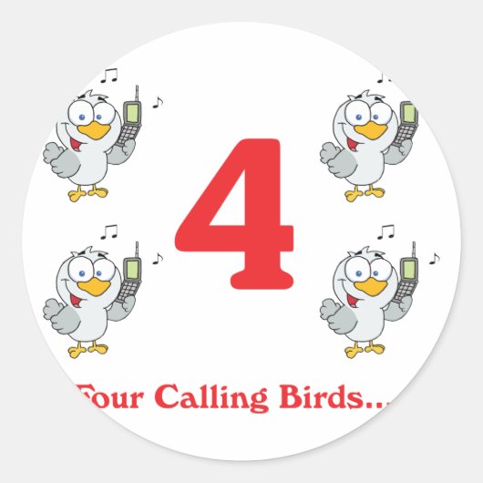 12 dagen vier roepende vogels ronde sticker (Voorkant)