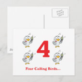 12 dagen vier zingende vogels briefkaart (Voorkant / Achterkant)