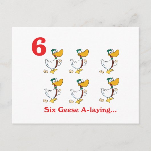 12 dagen zes ganzen leggen briefkaart (Voorkant)