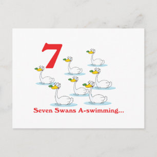 12 dagen zeven zwanen zwemmen briefkaart