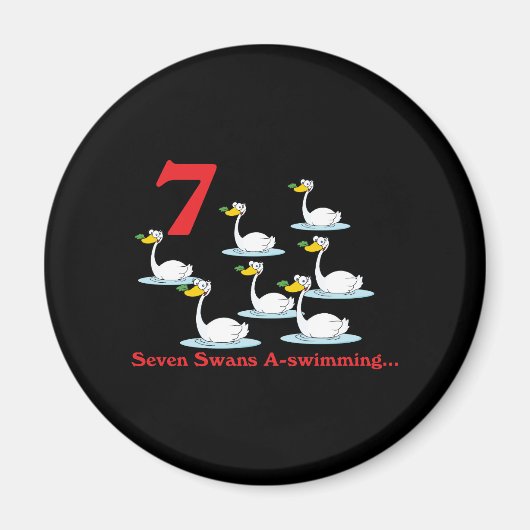 12 dagen zeven zwanen zwemmend magneet (Voorkant)