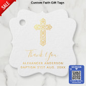 12 Dank u BAPTISM ECHTE FOLIE Christening Cross Bedankjes Labels