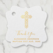 12 Dank u BAPTISM ECHTE FOLIE Christening Cross Bedankjes Labels (Voorkant)