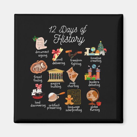 12 Day Of History Teacher Christmas Social Studies Magneet (Voorkant)