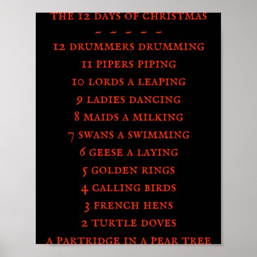 12 Days Lyrics Boys T Shirt  Poster (Voorkant)