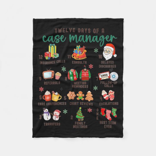 12 Days Nurse Case Management Christmas Case Manag Fleece Deken (Voorkant)