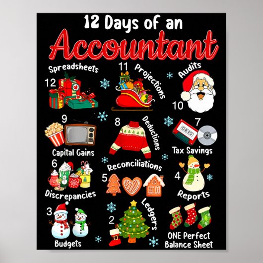 12 Days Of Accountant Christmas Accounting Major M Poster (Voorkant)