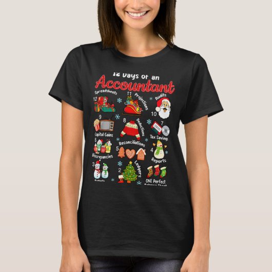 12 Days Of Accountant Christmas Accounting Major M T-shirt (Voorkant)