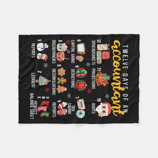 12 Days Of An Accountant, Xmas Party, Funny Accoun Fleece Deken (Voorkant (Horizontaal))