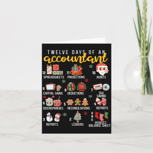 12 Days Of An Accountant, Xmas Party, Funny Accoun Kaart (Voorkant)