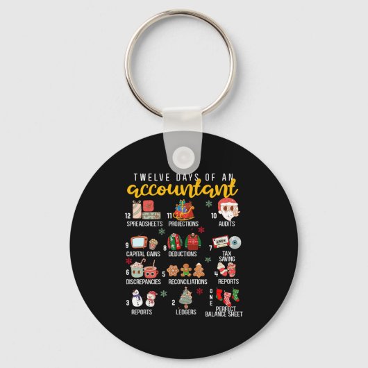 12 Days Of An Accountant, Xmas Party, Funny Accoun Sleutelhanger (Voorkant)