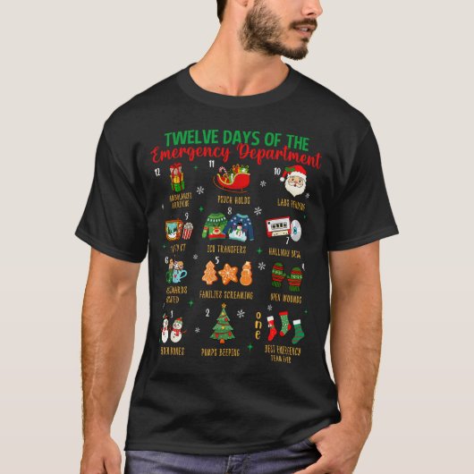 12 Days Of An Emergency Department Er Nurse Christ T-shirt (Voorkant)