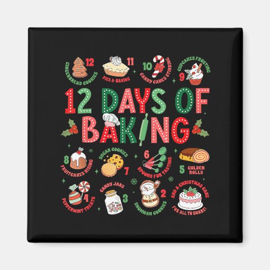 12 Days Of Baking Baker Christmas Cook Chef Baking Magneet (Voorkant)