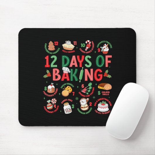 12 Days Of Baking Baker Christmas Cook Chef Baking Muismat (Met muis)