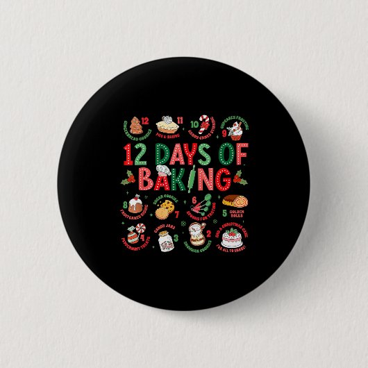 12 Days Of Baking Baker Christmas Cook Chef Baking Ronde Button 5,7 Cm (Voorkant)